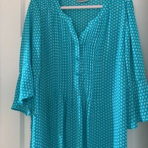 Catherines Teal Patterned Blouse